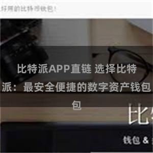 比特派APP直链 选择比特派：最安全便捷的数字资产钱包