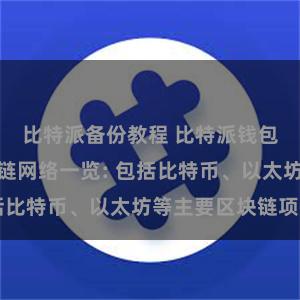 比特派备份教程 比特派钱包支持的区块链网络一览: 包括比特币、以太坊等主要区块链项目