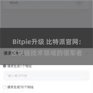 Bitpie升级 比特派官网：区块链技术领域的领军者